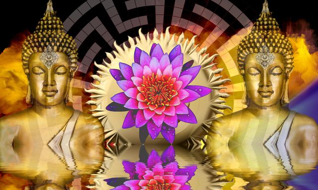 2-Buddhas-Lotus-Pink by Wildcard